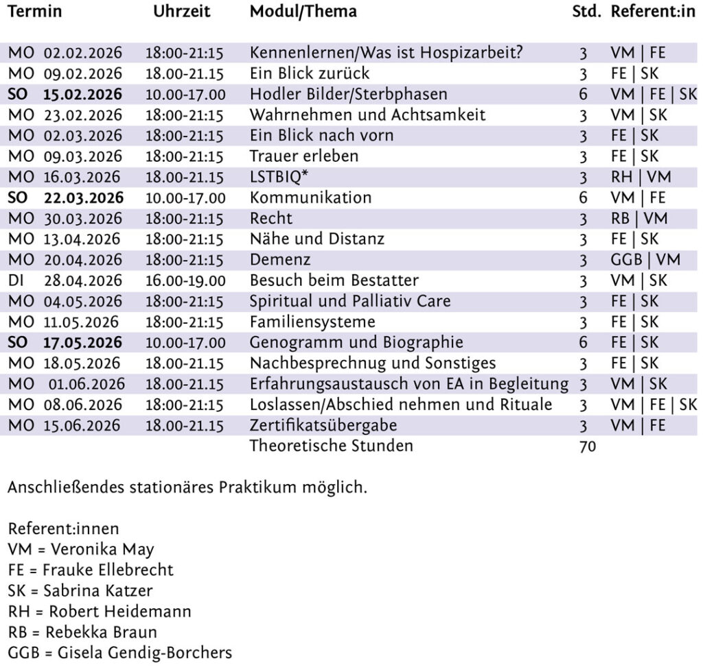 Termine EA Kurs 9 2026